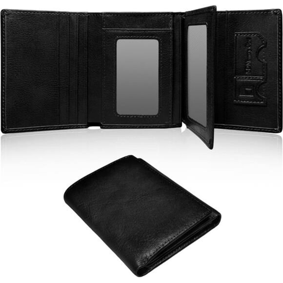 Wallet for Men Trifold RFID Blocking Credit Card Holder, Leather Compact Large - Picture 1 of 6